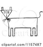 Clipart Of A Black And White Stick Cat Royalty Free Vector Illustration