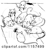 Clipart Of A Retro Vintage Black And White Ant And Mice Royalty Free Vector Illustration