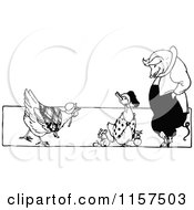 Poster, Art Print Of Retro Vintage Black And White Chicken Goose Mouse And Pig