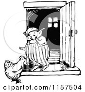 Poster, Art Print Of Retro Vintage Black And White Chicken And Pig Talking
