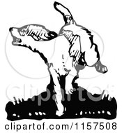 Clipart Of A Retro Vintage Black And White Angry Dog Running Royalty Free Vector Illustration