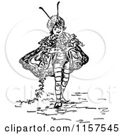 Clipart Of A Retro Vintage Black And White Bug Kid Royalty Free Vector Illustration