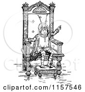 Poster, Art Print Of Retro Vintage Black And White Bug Kid On A Throne