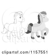 Cartoon Of A Gray And Outlined Horse Royalty Free Illustration