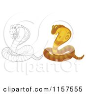 Cartoon Of A Brown And Outlined Cobra Snake Royalty Free Illustration by Alex Bannykh