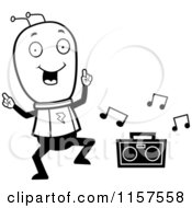 Poster, Art Print Of Black And White Space Alien Dancing To Music