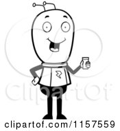 Poster, Art Print Of Black And White Alien Holding A Glass Of Water