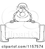 Poster, Art Print Of Black And White Plump Leprechaun Looking Over A Blank Banner