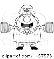 Poster, Art Print Of Black And White Chubby Leprechaun With Beer Mugs