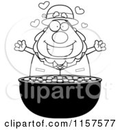 Poster, Art Print Of Black And White Chubby Leprechaun Over His Gold