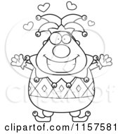 Poster, Art Print Of Black And White Pudgy Jester With Open Arms