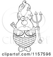 Poster, Art Print Of Black And White Plump Mermaid With A Trident