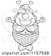 Poster, Art Print Of Black And White Loving Plump Mermaid With Open Arms