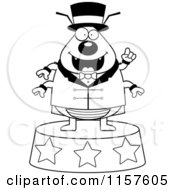 Poster, Art Print Of Black And White Plump Circus Flea Standing On A Podium