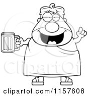 Cartoon Clipart Of A Black And White Chubby Man With Beer Vector Outlined Coloring Page by Cory Thoman