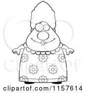 Poster, Art Print Of Black And White Chubby Grandma In A Floral Dress