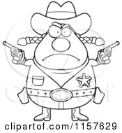 Poster, Art Print Of Black And White Plump Angry Cowgirl Holding Up Guns