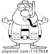 Poster, Art Print Of Black And White Chubby Male Scuba Diver Shrugging