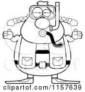 Poster, Art Print Of Black And White Chubby Female Scuba Diver Shrugging