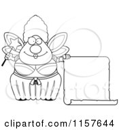 Poster, Art Print Of Black And White Plump Fairy Godmother With A Blank Scroll