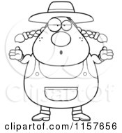 Poster, Art Print Of Black And White Plump Female Farmer Shrugging