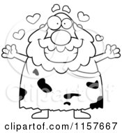 Poster, Art Print Of Black And White Chubby Caveman With Open Arms