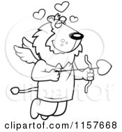 Poster, Art Print Of Black And White Flying Lion Cupid With Hearts And An Arrow