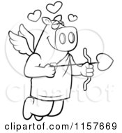 Poster, Art Print Of Black And White Flying Pig Cupid With Hearts And An Arrow