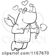 Poster, Art Print Of Black And White Cupid Rhino Shooting A Heart Arrow