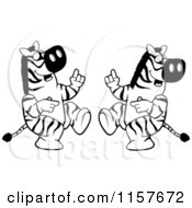 Cartoon Clipart Of A Black And White Dancing Zebra Couple Vector Outlined Coloring Page