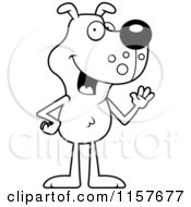 Poster, Art Print Of Black And White Skinny Dog Standing On His Hind Legs And Waving