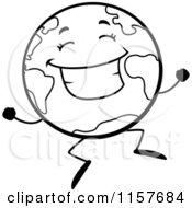 Poster, Art Print Of Black And White Happy Globe Character Jumping