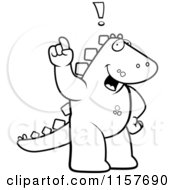 Poster, Art Print Of Black And White Big Dinosaur Standing On His Hind Legs Holding His Finger Up With An Idea
