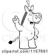 Poster, Art Print Of Black And White Big Donkey Standing On His Hind Legs Holding His Finger Up With An Idea