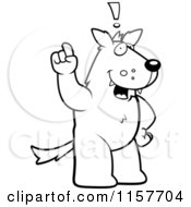 Poster, Art Print Of Black And White Big Wolf Standing On His Hind Legs Holding His Finger Up With An Idea