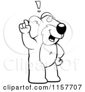 Cartoon Clipart Of A Black And White Big Koala Standing Upright With An Idea Vector Outlined Coloring Page