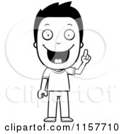 Poster, Art Print Of Black And White Happy Boy With An Idea