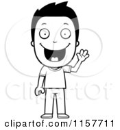 Poster, Art Print Of Black And White Happy Boy Waving