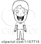 Cartoon Clipart Of A Black And White Happy Granny Vector Outlined Coloring Page