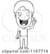 Cartoon Clipart Of A Black And White Happy Granny With An Idea Vector Outlined Coloring Page
