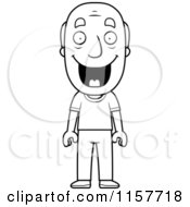 Cartoon Clipart Of A Black And White Happy Grandpa Vector Outlined Coloring Page