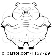 Poster, Art Print Of Black And White Obese Pig Standing