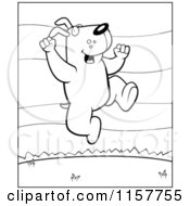 Poster, Art Print Of Black And White Happy Dog Jumping Outdoors