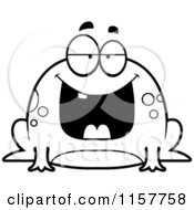 Cartoon Clipart Of A Black And White Fat Frog Vector Outlined Coloring Page