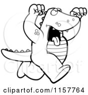 Poster, Art Print Of Black And White Ferocious Alligator Attacking