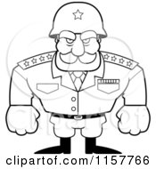 Cartoon Clipart Of A Black And White Strong General Vector Outlined Coloring Page by Cory Thoman