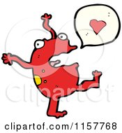 Cartoon Of A Red Frog Talking About Love Royalty Free Vector Illustration