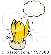 Cartoon Of A Thinking Hatching Chick Royalty Free Vector Illustration
