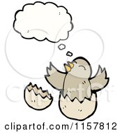 Cartoon Of A Thinking Hatching Chick Royalty Free Vector Illustration