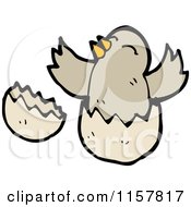 Cartoon Of A Hatching Chick Royalty Free Vector Illustration